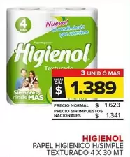 Higienol - Papel Higienico H/Simple Texturado 