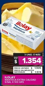 Ilolay - Manteca Extra Calidad S/Sal