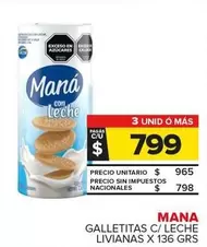 Mana - Galletitas C/Leche Livianas