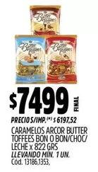 Arcor - CARAMELOS BUTTER TOFFEES BON O BON/CHOC/LECHE