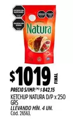 Natura - KETCHUP NATURA D/P x 250 GRS