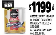 San Remo - DURAZNO MITADES Y TROZOS