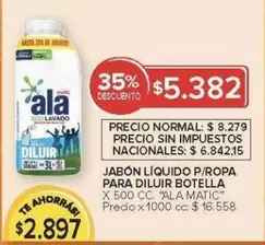 Ala - JABÓN LÍQUIDO P/ROPA PARA DILUIR BOTELLA