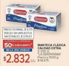 La Serenísima - MANTECA CLÁSICA CALIDAD EXTRA