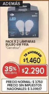 Carrefour - PACK X 2 LÁMPARAS BULBO 6W FRÍA