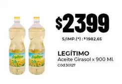 Legítimo - Aceite Girasol x 900 MI.