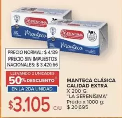 La Serenísima - MANTECA CLÁSICA CALIDAD EXTRA