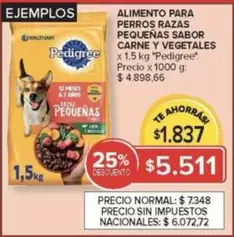 Pedigree - Alimento para perros razas pequeñas sabor carne y vegetales