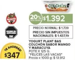 X$ - YOGURT PLANT BAS COLCHON SABOR MANGO Y MARACUYA