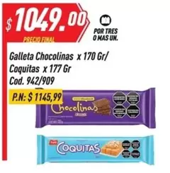 chocolinas - Galleta Chocolinas x 170 Gr/ Coquitas x 177 Gr