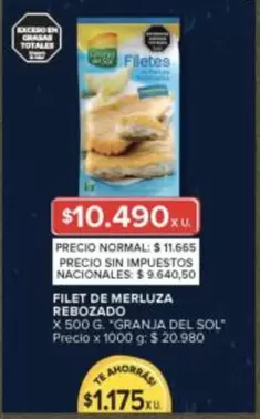 Granja del Sol - FILET DE MERLUZA REBOZADO