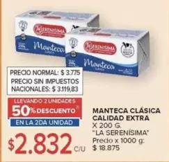 La Serenísima - Manteca Clásica Calidad Extra