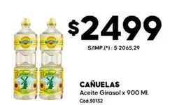 cañuelas - Aceite Girasol x 900 MI. Cod:30132