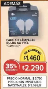 Carrefour - PACK X 2 LÁMPARAS BULBO 6W FRÍA