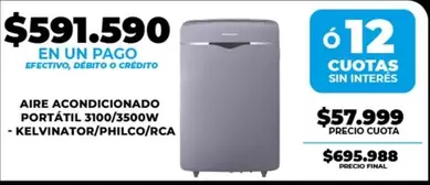 AIRE ACONDICIONADO PORTÁTIL 3100/3500W