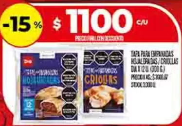 TAPA PARA EMPANADAS HOJALDRADAS/CRIOLLAS