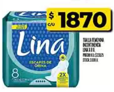 Lina - TOALLA FEMENINA INCONTINENCIA