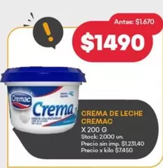 Cremac - CREMA DE LECHE