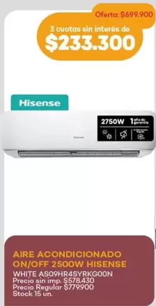 Hisense - ON/OFF 250OW ASO9HR4SYRKGOON