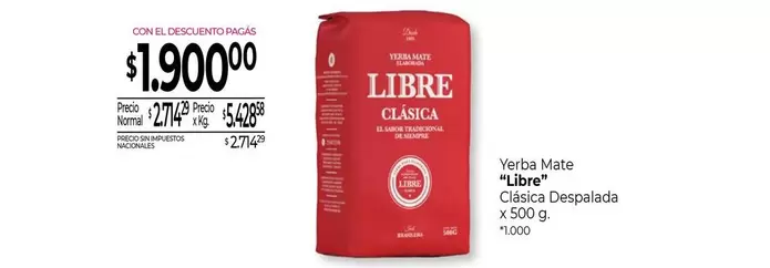 X$ - Yerba Mate "Libre" Clásica Despalada