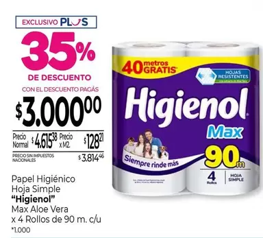 Higienol - Papel Higiénico Hoja Simple