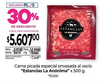 X$ - Carne picada especial envasada al vacío