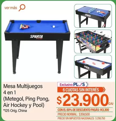 Mesa Multijuegos 4 en 1
