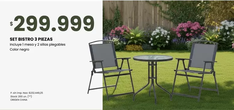 Negro - SET BISTRO 3 PIEZAS