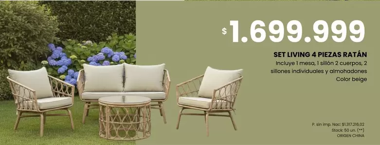 Origen - SET LIVING 4 PIEZAS RATÁN