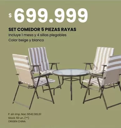Origen - SET COMEDOR 5 PIEZAS RAYAS