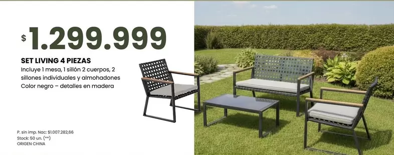 Negro - SET LIVING 4 PIEZAS