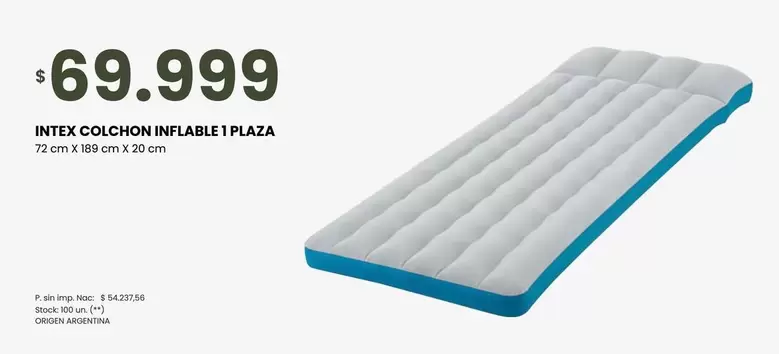 Intex - COLCHON INFLABLE 1 PLAZA