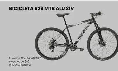 Origen - BICICLETA R29 MTB ALU 21V