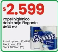 Elegante - Papel higiénico doble hoja