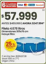 Origen - Pileta 4.678 litros