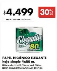 Elegante - PAPEL HIGIÉNICO hoja simple