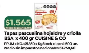X$ - Tapas pascualina hojaldre y criolla