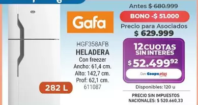 Gafa - HGF358AFB HELADERA