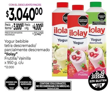 Ilolay - Yogur bebible tetra descremado/ parcialmente descremado