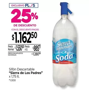 Sierra de los Padres - Sifón Descartable