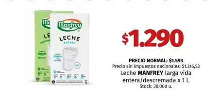 Manfrey - larga vida entera/descremada x 1 l