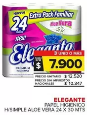 Elegante - Papel Higienico H/Simple Aloe Vera