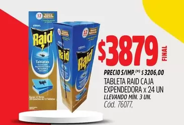 Raid - TABLETA CAJA EXPENDEDORA x 24 UN