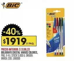 BIC - BOLIGRAFO CRISTAL VARIOS COLORES