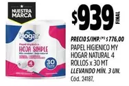 My Hogar - PAPEL HIGIENICO MY HOGAR NATURAL 4 ROLLOS x 30 MT