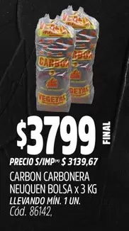 X$ - CARBONERA NEUQUEN BOLSA x 3 KG