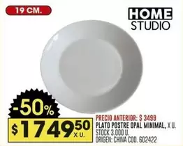 Origen - PLATO POSTRE OPAL MINIMAL, X U.