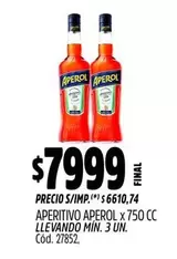 Aperol - APERITIVO APEROL x 750 CC