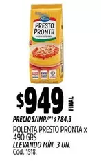 X$ - POLENTA PRONTO PRONTA