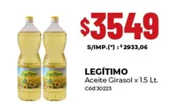 Legítimo - Aceite Girasol x 1.5 Lt